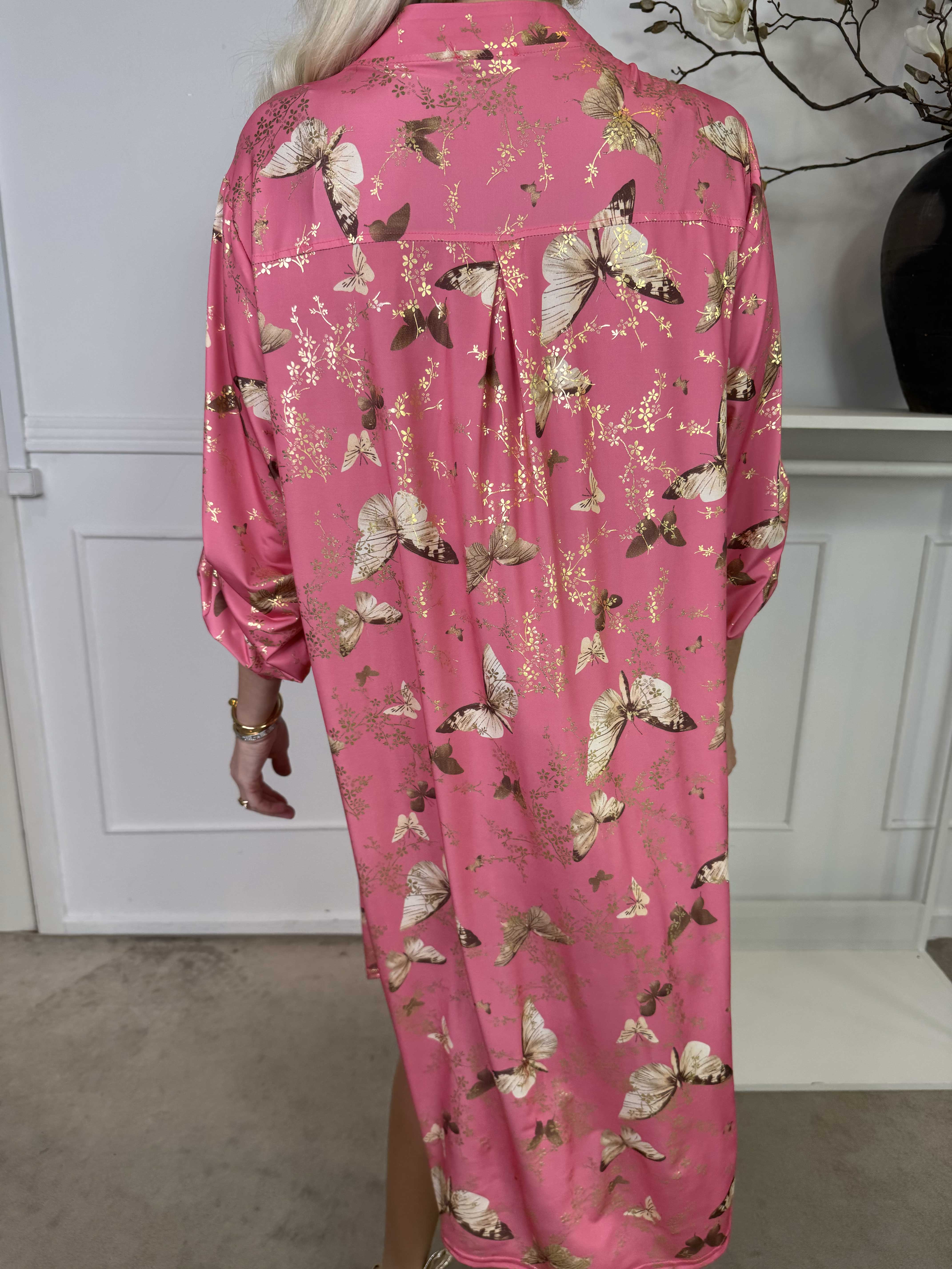 Ebba Butterfly - Elastisk kjole med guld detaljer og sommerfugle